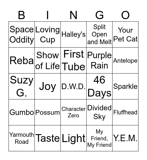 Phish Bingo Card