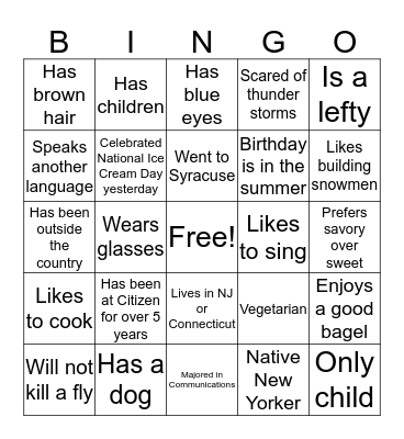 NY Nesting Bingo Card