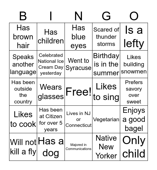 NY Nesting Bingo Card