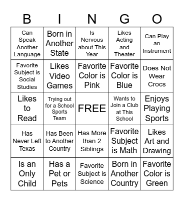 Ice Breaker! Bingo Card