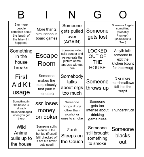 Pennsylvania Bingo Card