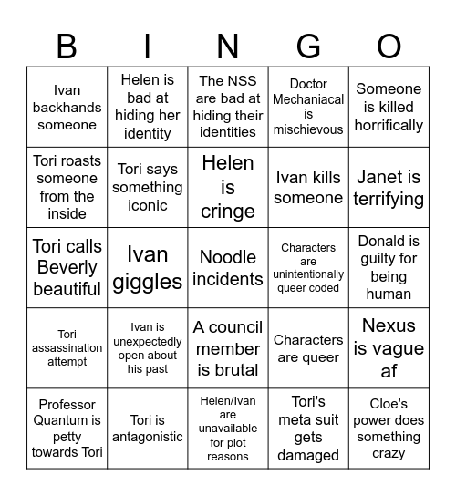 Chilling Reflections Bingo Card