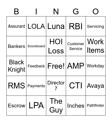 ROCKET MORTGAGE Bingo Card