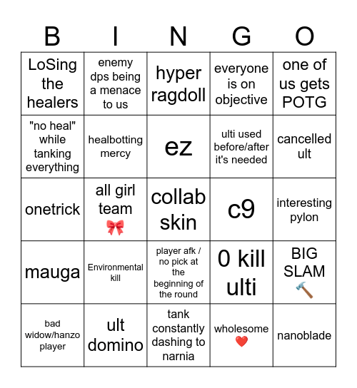 Overwatch bingo Card