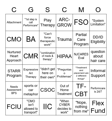 Bill Bingo Card