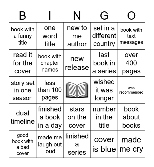 Book Bingo Card