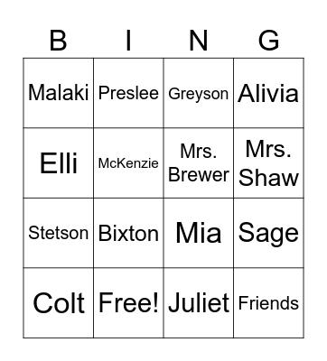 Untitled Bingo Card