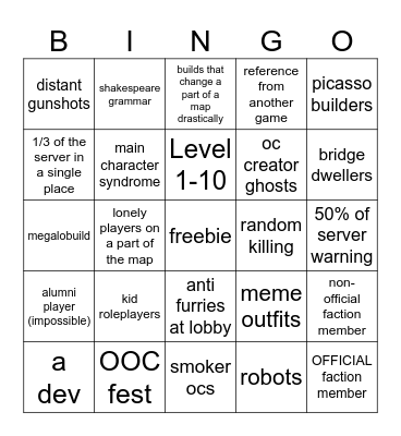 ATF Wintertide Bingo Card