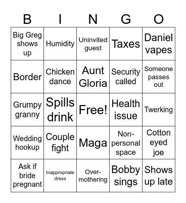 Wallace Wedding Bingo Card