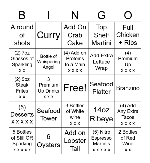 EARLS AGC LONG WEEKEND BINGO!! Bingo Card