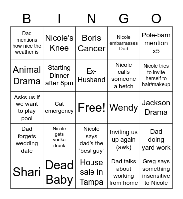 Georgia Trip Bingo Card