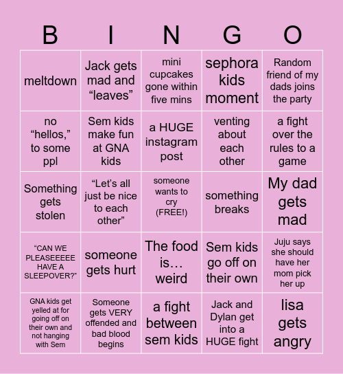 BDAY Bingo Card