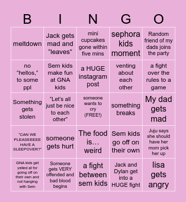 BDAY Bingo Card