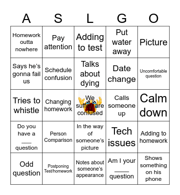 ASL II Bingo Card
