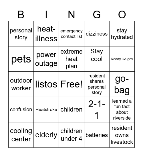EXTREME HEAT BINGO Card