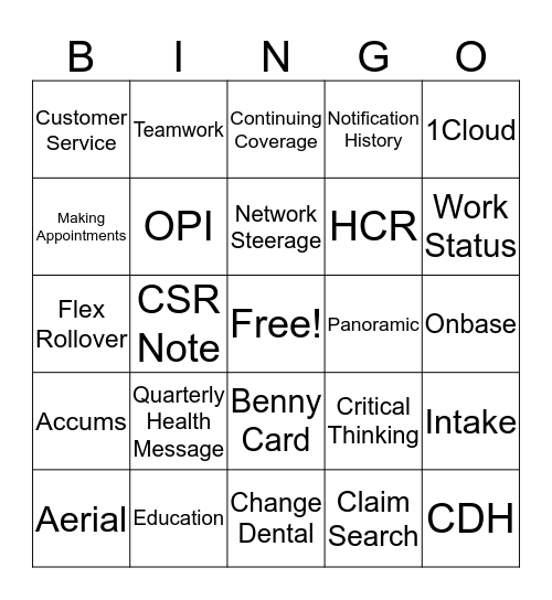 Plan Advisor Bingo Card