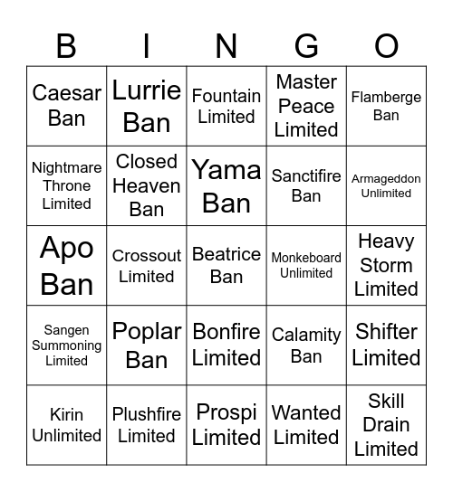 KEKWlist prediction Bingo Card