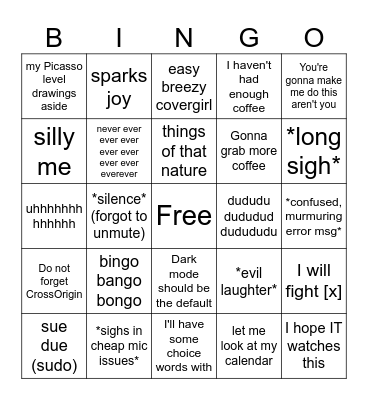 Things Charles Says Bingo Card