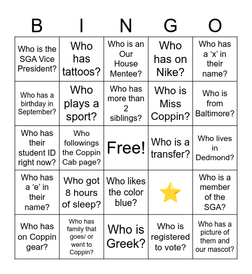 ROYAL SGA BINGO Card