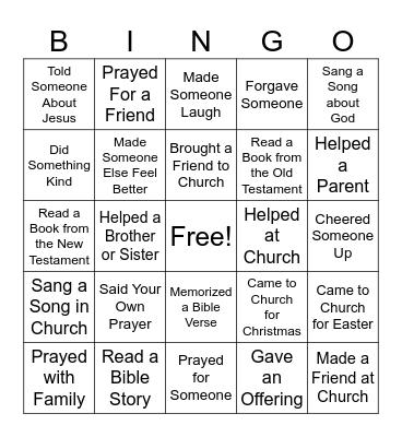 SUNDAY SCHOOL BINGO Card