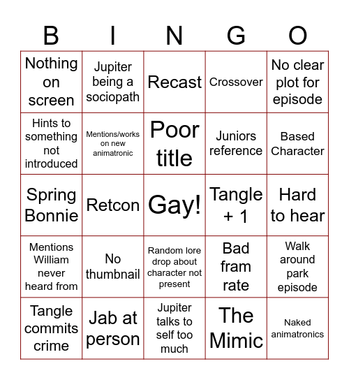 Helios Bingo Card