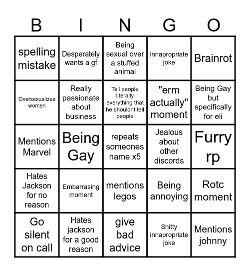 Bobby Bingo Card