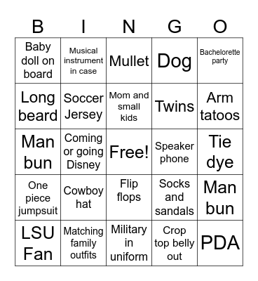 Airport Bingo Card