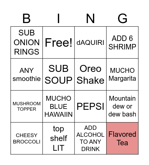 BLACKOUT BINGO Card