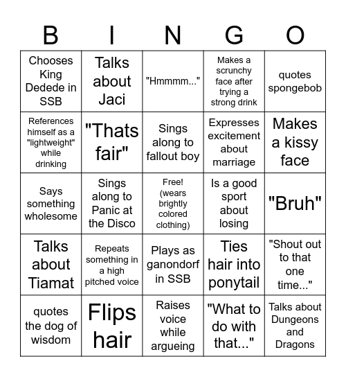 Bing-Joe Bingo Card