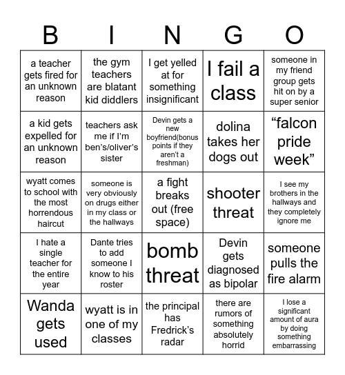 fhs 2024-2025 Bingo Card