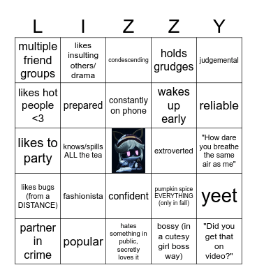 LIZZY Bingo Card