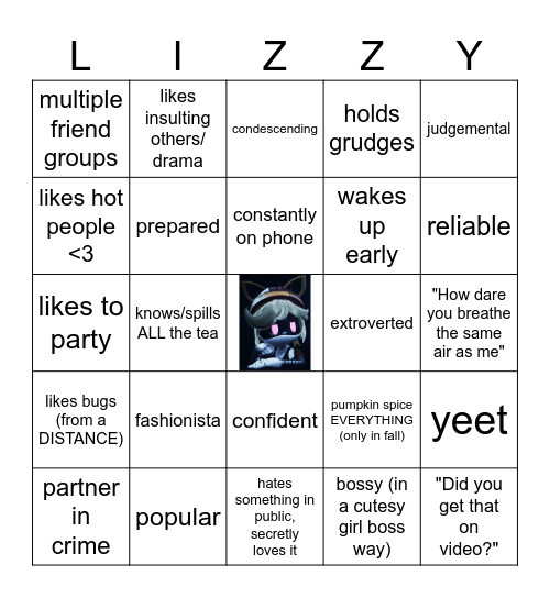 LIZZY Bingo Card