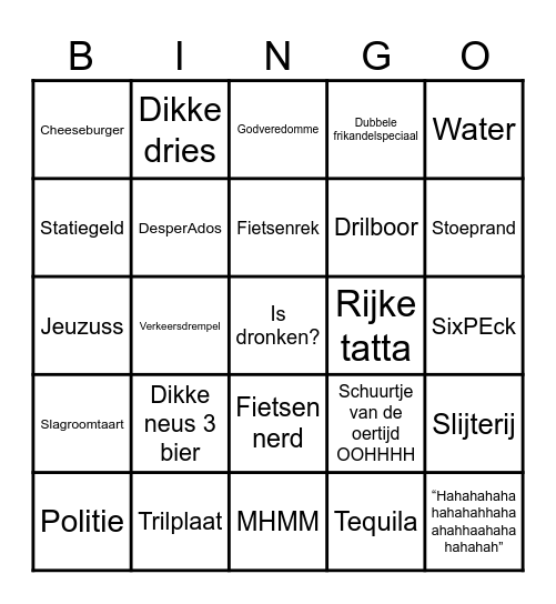 Sanders after party Bingo Card