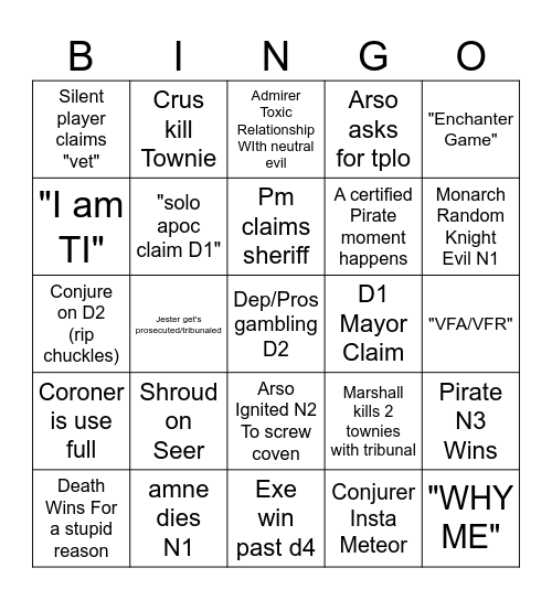 ToS 2 Bingo Card