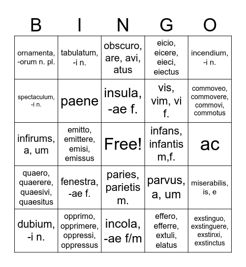 chapter 30 ecce romani Bingo Card