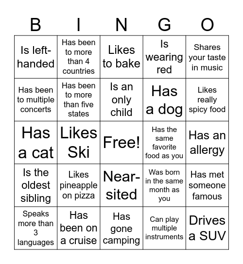 Icebreaker Bingo: Find Someone Who Bingo Card