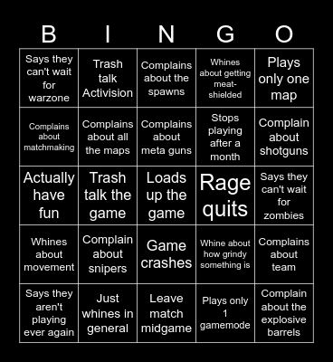 Black Ops 6 Bingo Card