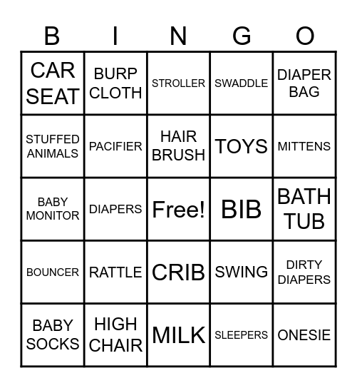 CHILDERS BABY BINGO Card