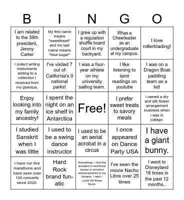 CUCSA Bingo Card