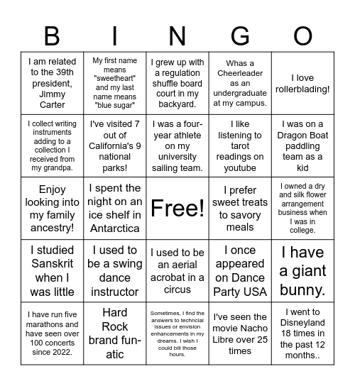 CUCSA Bingo Card