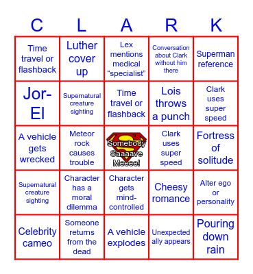 Smallville Bingo v3.0 Bingo Card