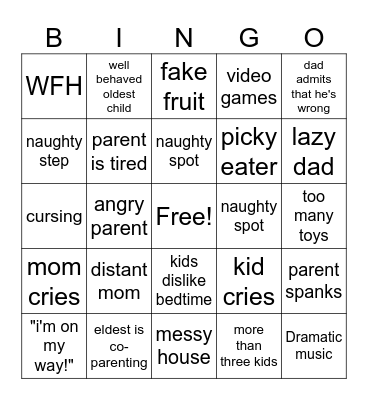 supernanny bingo Card