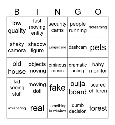 scary bingo aaaaa Bingo Card