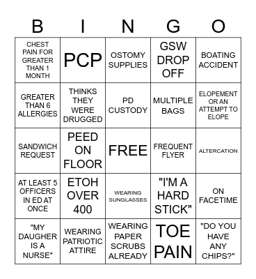 ED LABOR DAY WEEKEND BINGO Card