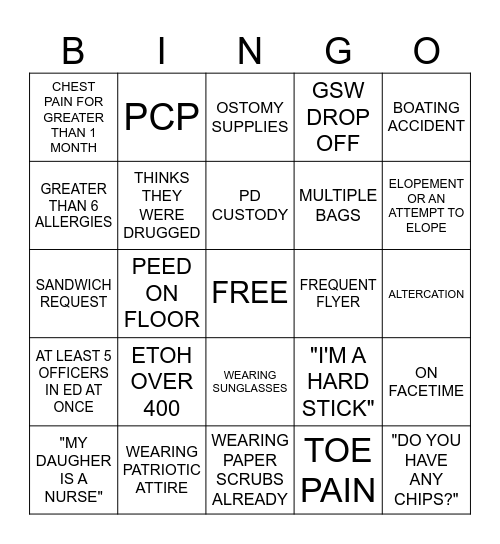 ED LABOR DAY WEEKEND BINGO Card