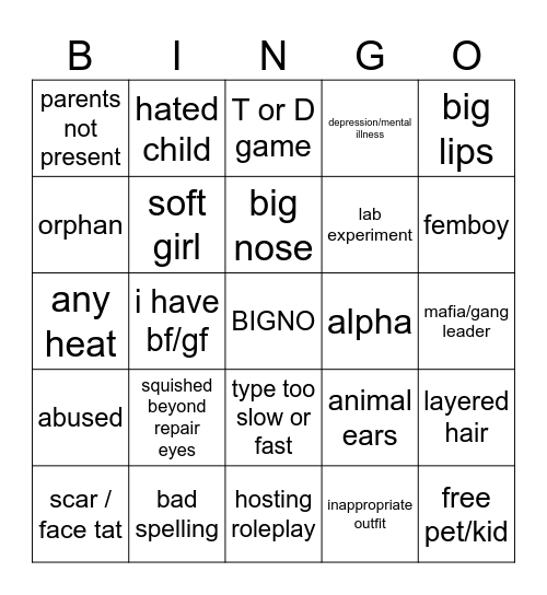 GACHA LIFE Bingo Card