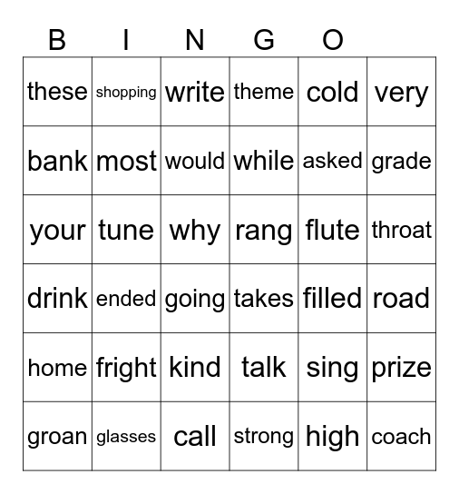 95 Phonics Bingo Lessons 3-6 Bingo Card