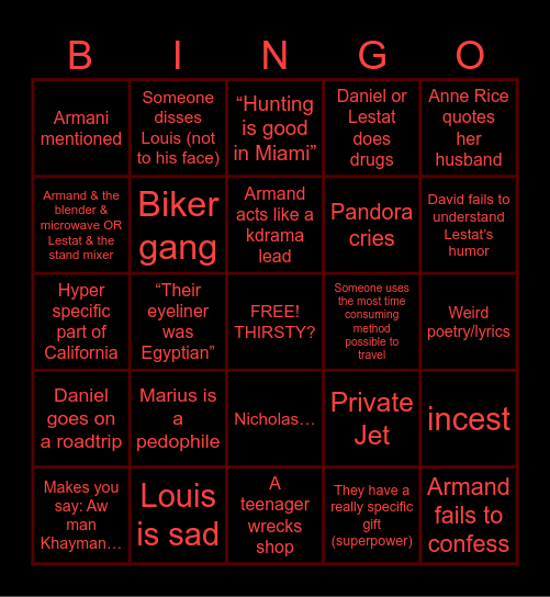 QOTDrinking Game Bingo Card