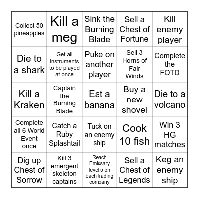 Meme Fleet 44 Guild Event Bingo Card