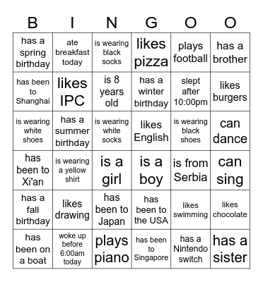 Find someone who... Bingo Card